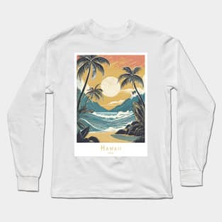 Vintage Hawaii Travel Poster Long Sleeve T-Shirt